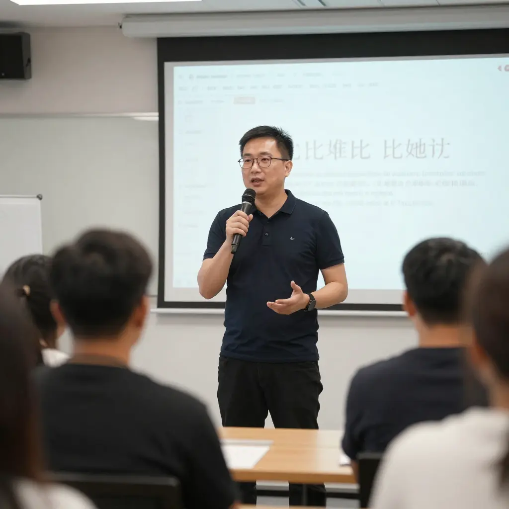 Participant practicing public speaking and pitching techniques during a workshop session